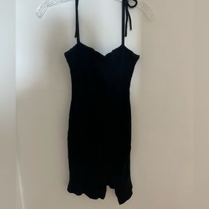 Black bodycon princess polly slit dress.